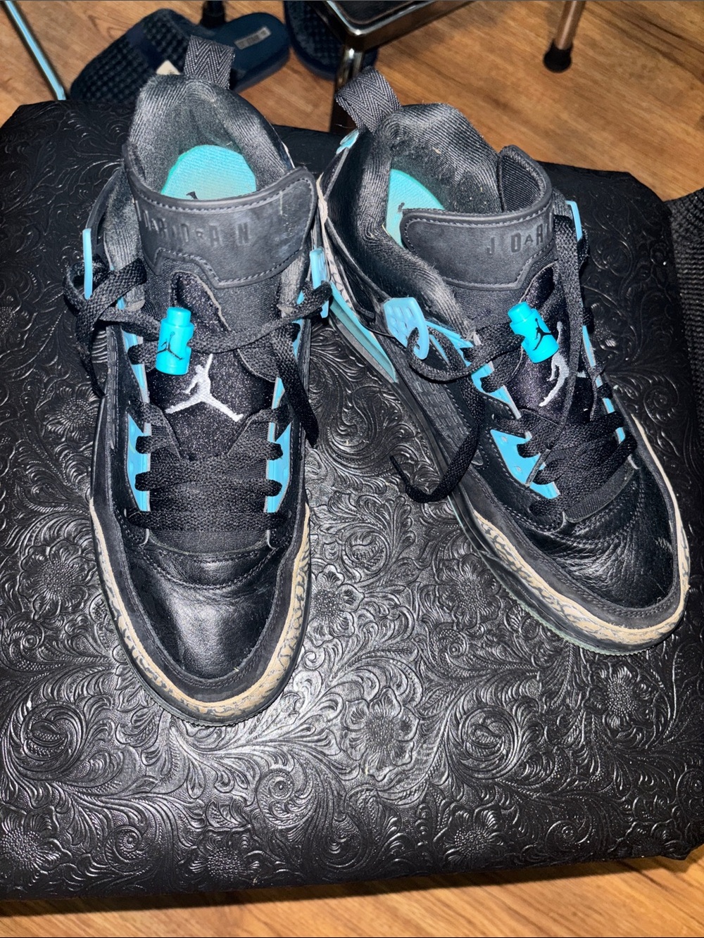 Jordan Men’s Sneakers — Black with Teal Highlights